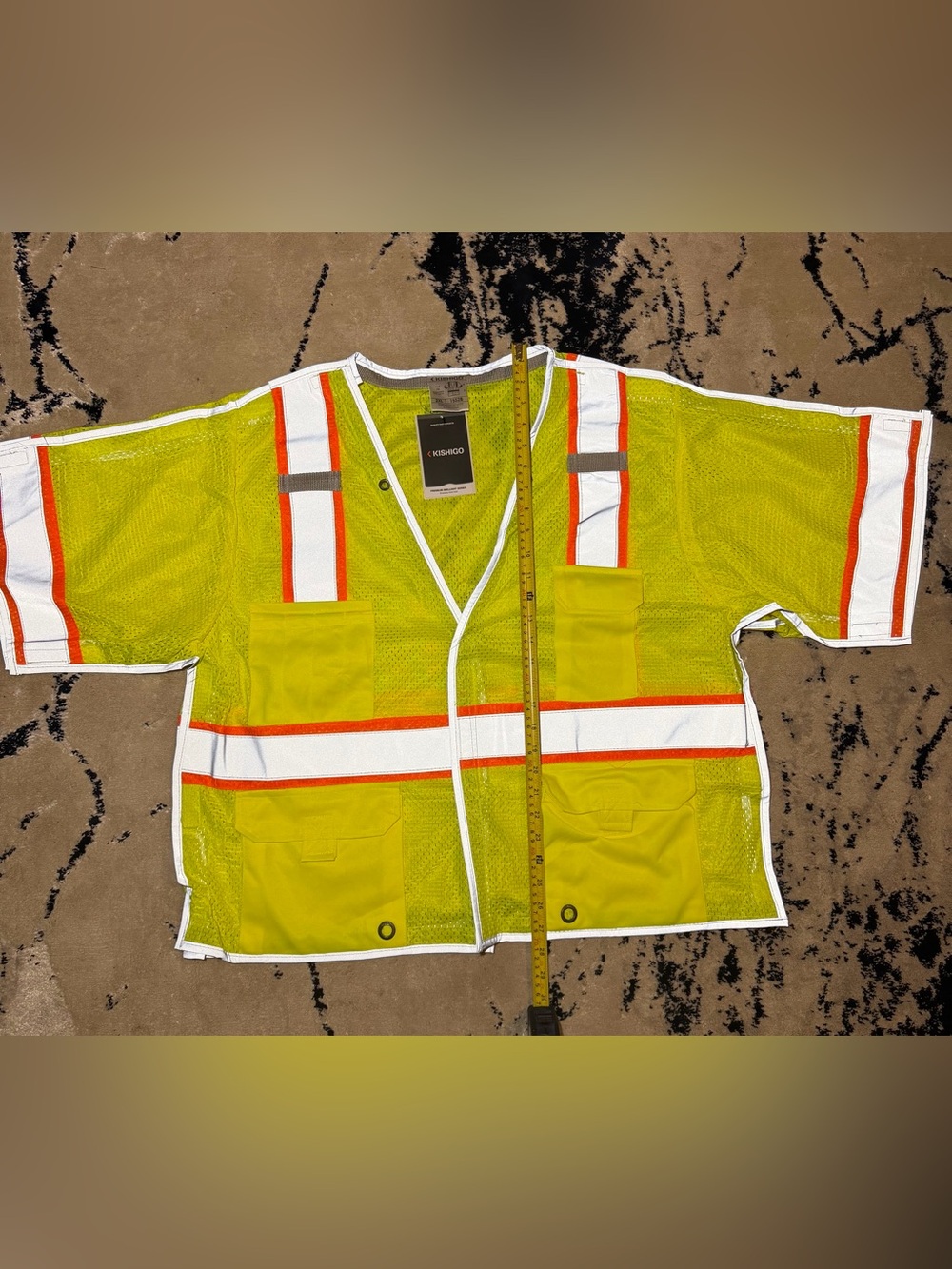 Kishigo High Visibility Safety Vest Shirt - Lime Yellow with Reflective Stripes
